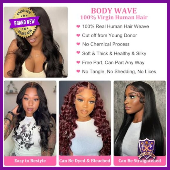 Brazilian Body Wave Human Hair Extensions 20-26 Inch 4 Bundles